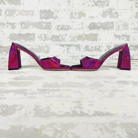 New By Far Michele Purple Metallic Leather Mules K127 - Picture 7 of 12